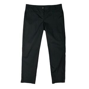 Ann Taylor Trousers Womens 0 Black Stretch Cotton Welt Pockets Zip Fly Ankle